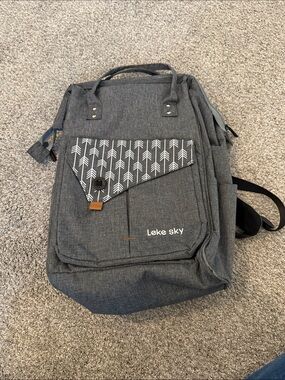 Lake Sky Gray Canvas Laptop Bag Backpack